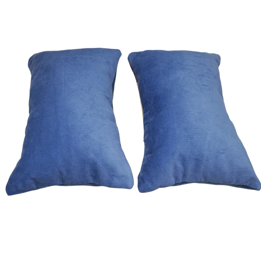NEW Homemade Festive Snowman Throw Pillow Set - Blue and Cream